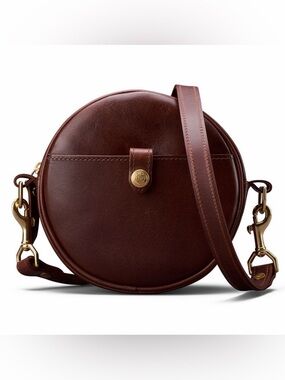 J.W. Hulme Co Brown Round Leather Crossbody Canteen Bag
